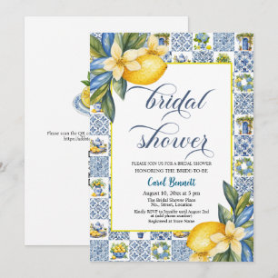 Italian Tiles Lemon Theme Summer Bridal Shower Invitation