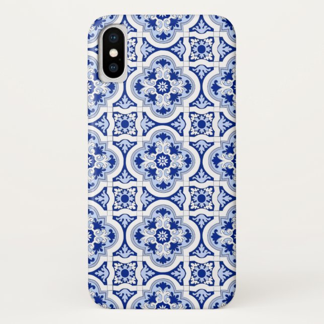 Italian tiles,majolica,blue and white pattern    Case-Mate iPhone case (Back)