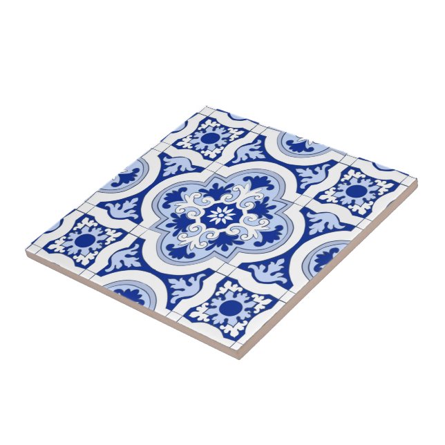 Italian tiles,majolica,blue and white pattern   ce tile (Side)