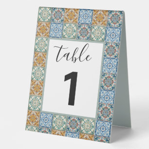 Italian Tiles Wedding Table Number Sign