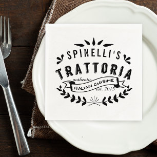 Italian Trattoria Personalised Restaurant Logo Napkin