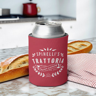 Italian Trattoria Personalised Restaurant Logo Red Can Cooler
