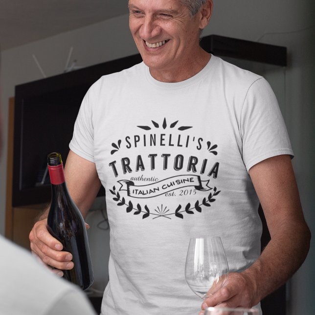 Italian Trattoria Personalised Restaurant Logo T-Shirt (Creator Uploaded)