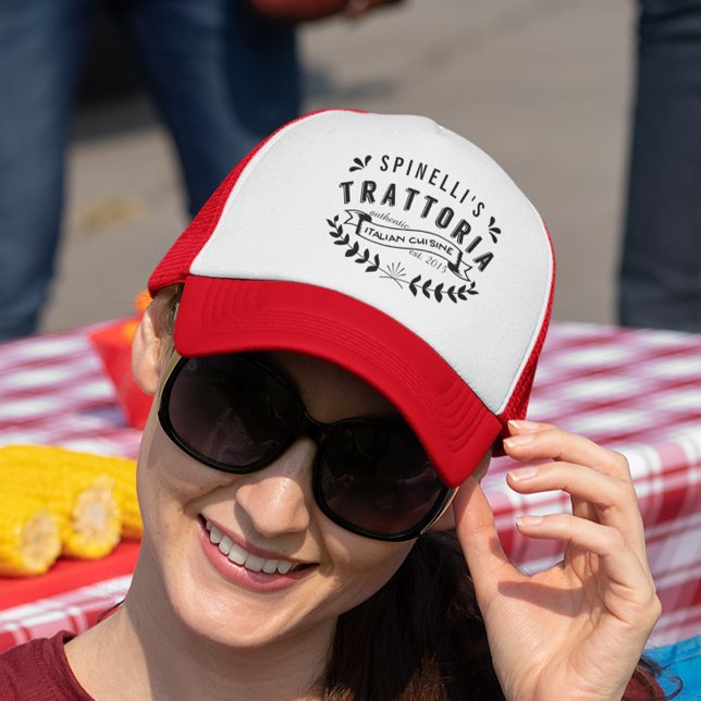 Italian Trattoria Personalised Vintage Restaurant Trucker Hat (Creator Uploaded)
