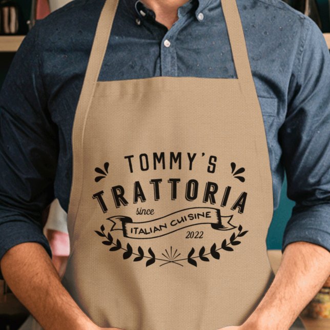 Italian Trattoria Personalized Restaurant Logo Adu Standard Apron (Creator Uploaded)