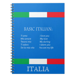Italian travel basic italian language azure blue notebook