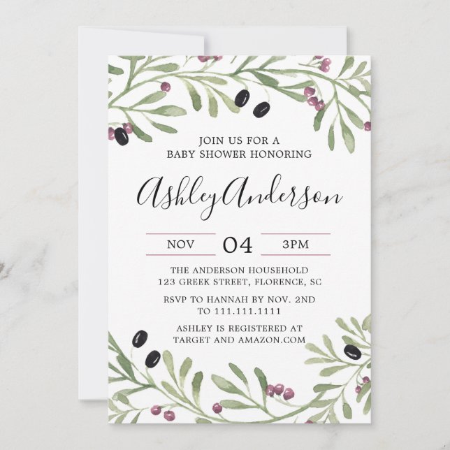 Italian Tuscan Baby Shower Invitation (Front)