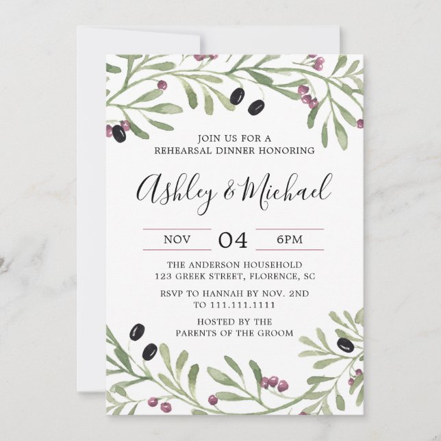 Italian Tuscan Rehearsal Dinner Invitation (Front)