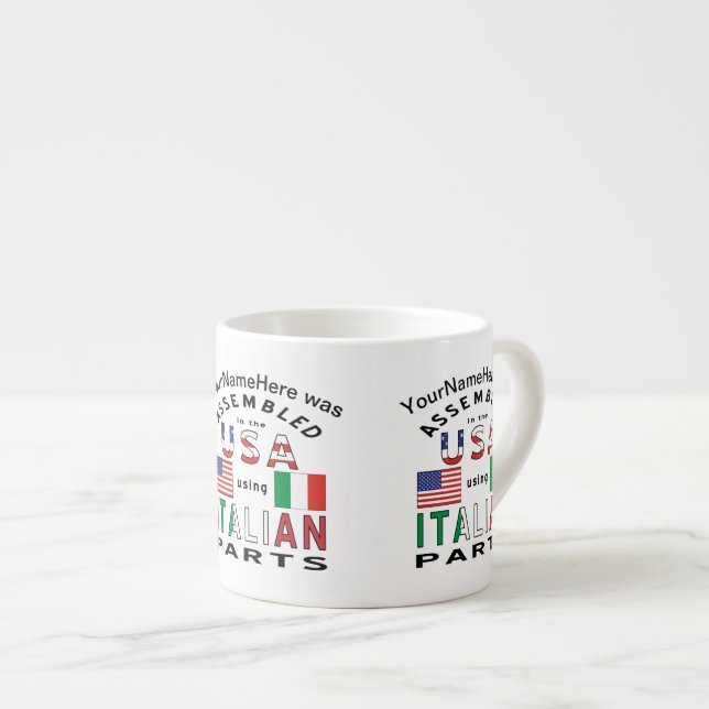 Italian USA Parts Personalised Espresso Cup (Front Right)