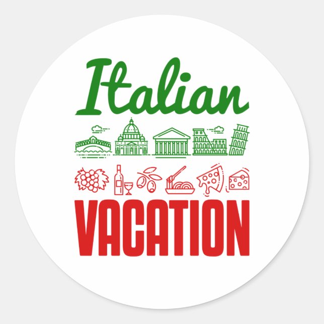 Italian Vacation Italy Trip Travel Souvenir Classic Round Sticker (Front)