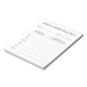 Italian Verbs Conjugation Practice Notepad