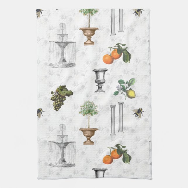 Italian Villa Garden Kitchen Towel (Vertical)