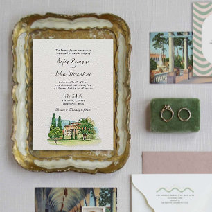 Italian Villa Watercolor Wedding Invitation
