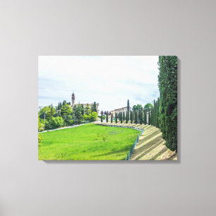 Italian village church view canvas print