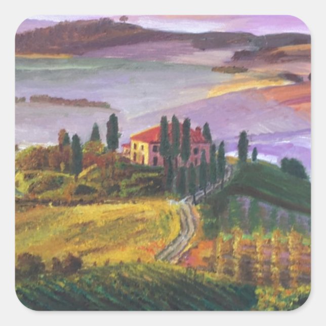 Italian vineyards square sticker (Front)