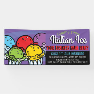 Italian Water Ice Business/Party Customisable Bann Banner