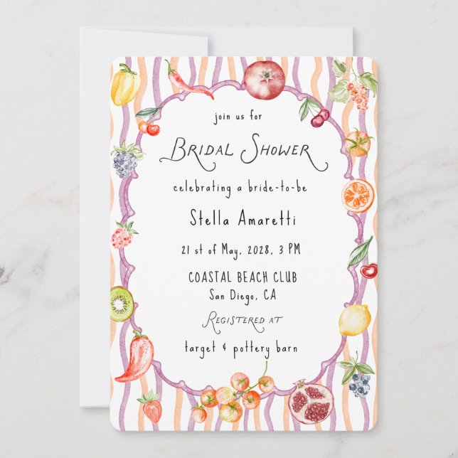 Italian Watercolor Rustic Bridal Shower Invitation (Front)
