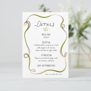 Italian Watercolor Rustic Wedding Reception Enclosure Card