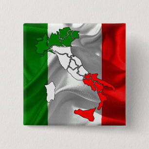 Italian waving flag 15 cm square badge