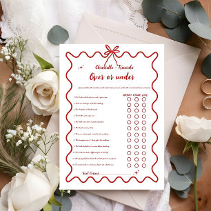 Italian Wavy Over or under bridal shower game Card