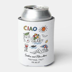 Italian Wedding Hand Drawn Amalfi Coast Modern  Can Cooler