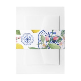 Italian Wedding Sicilian Tile Lemon Invitation Belly Band