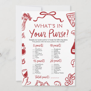 Italian What's In Your Purse Bridal Shower Game Invitation