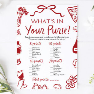 Italian What's In Your Purse Bridal Shower Game Invitation