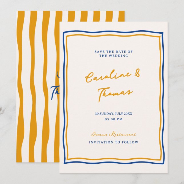 italian whimsical doodle save the date invitation (Front/Back)