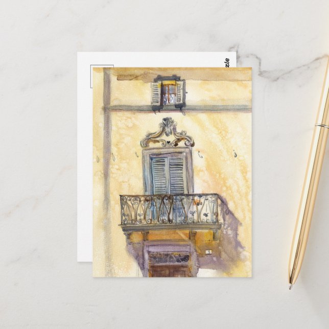 Italian window. Original art by Sveta Mikhalevich Postcard (Front/Back In Situ)