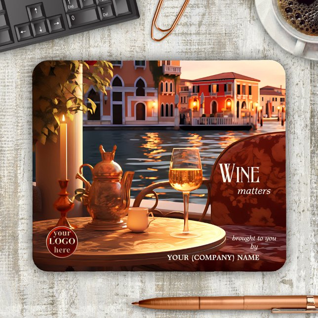 Italian Wine Artistic  Mouse Mat (Mouse pad featuring an artistic painting of an Italy inspired scene with wine - with logo template)