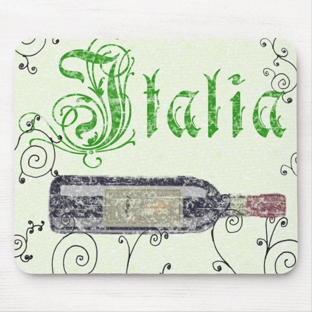 Italian Wine Bottle Vintage Mousepad (Front)