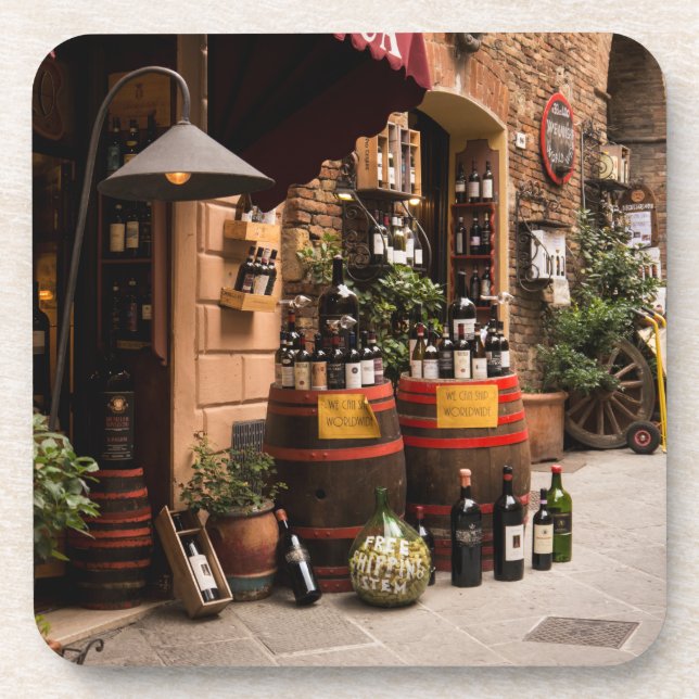 Italian Wine Shop in Montepulciano, Tuscany Coaster (Front)