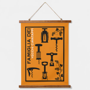 Italian Wine Vintage Cork Screw Cottagecore Hanging Tapestry
