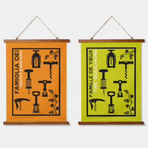 Italian Wine Vintage Cork Screw Cottagecore Hanging Tapestry