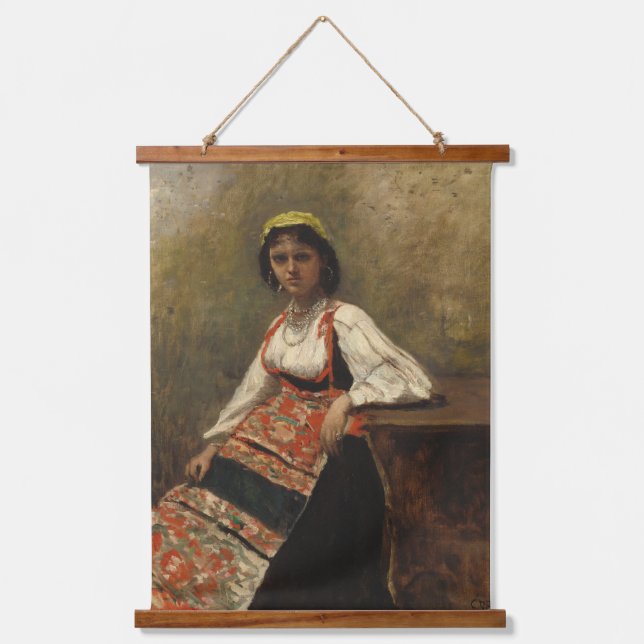 Italian Woman (La Morieri) by Corot Hanging Tapestry (Front)
