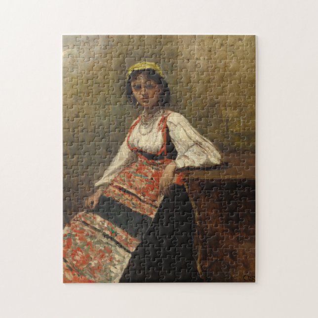 Italian Woman (La Morieri) by Corot Jigsaw Puzzle (Vertical)
