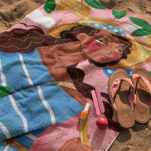 Italian Woman Summer Beach Vacation Beach Towel