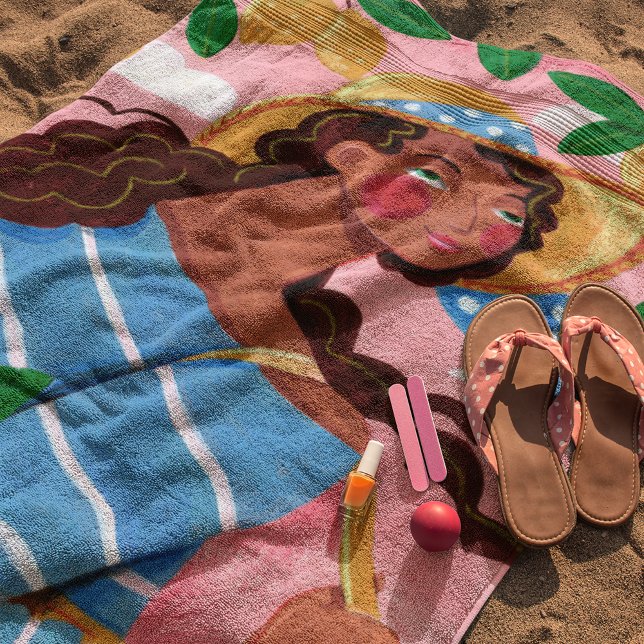 Italian Woman Summer Beach Vacation Beach Towel (Creator Uploaded)
