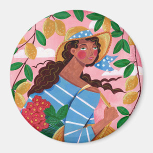 Italian Woman Summer Beach Vacation Magnet