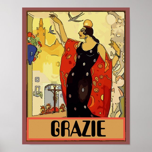 Italian Woman &  Wine, Vino Poster (Front)