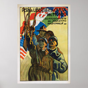 Italian WWII Propaganda Poster Allied Support Art