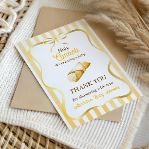 Italian Yellow Bow Cannoli Baby Shower Favor Thank You Card