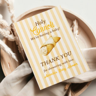 Italian Yellow Bow Cannoli Baby Shower Favour Thank You Card