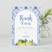 Italian Yellow Floral Lemon Bridal Thank You Card