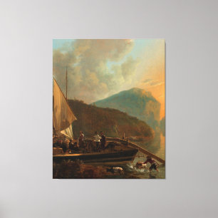Italianate River Landscape, Adam Pijnacker, c. 165 Canvas Print