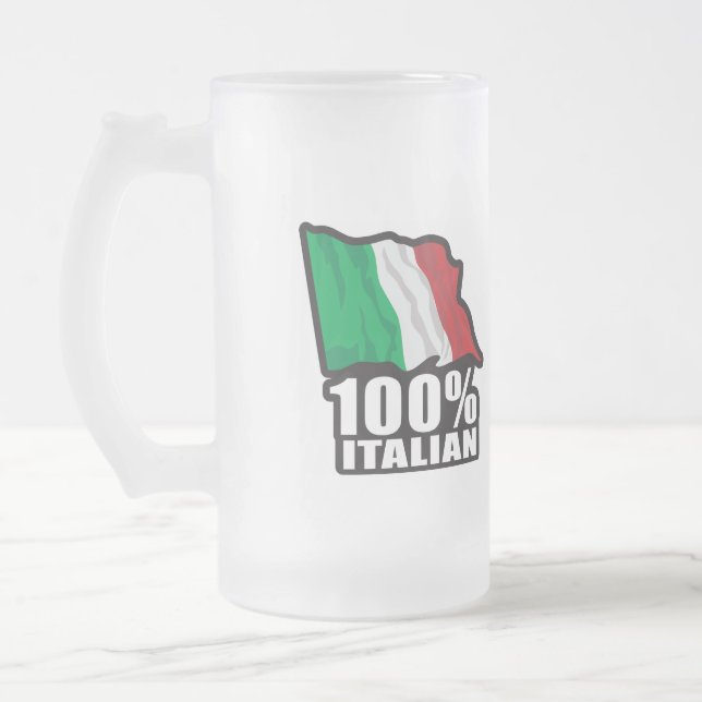 Italians Love Makes the World Go round Frosted Glass Beer Mug (Left)