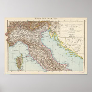 Italien nordliche Halfte, Map of North Italy Poster
