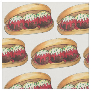 Italiian Meatball Meat Ball Sub Sandwich Marinara Fabric
