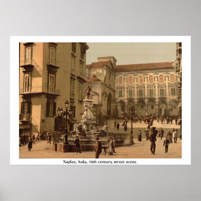 Italy, 19th century Naples street scene Poster (Front)